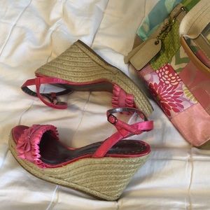 Boutique Nordstrom pink espadrille wedges size 6